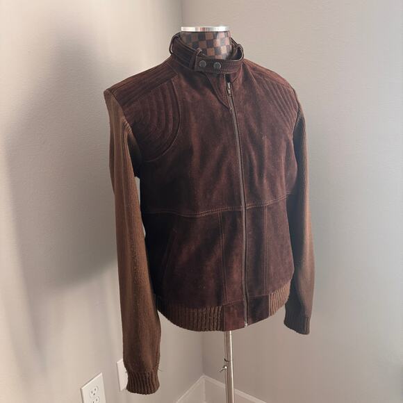 Vtg Repage Brown Suede Sweater Jacket Ladies XL Mens Medium Coat Grunge Retro - Picture 2 of 11